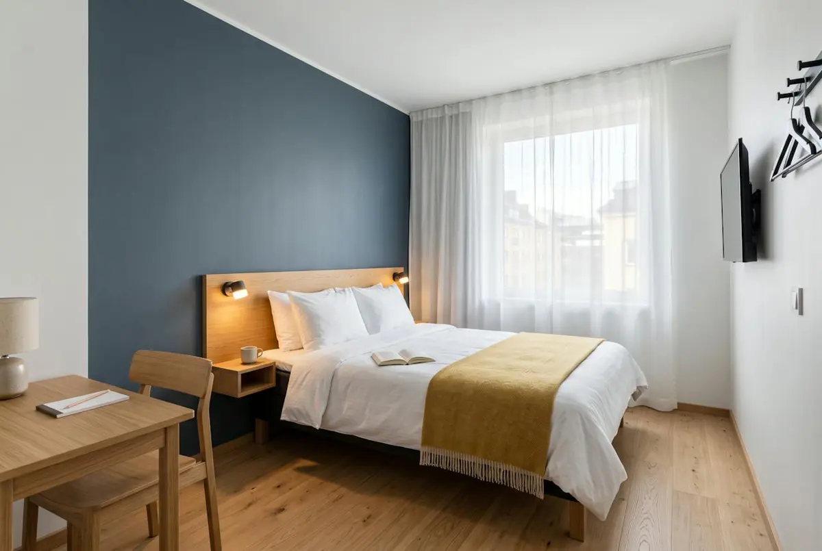 Chambre Double — la chambre Double, son lit et son bureau